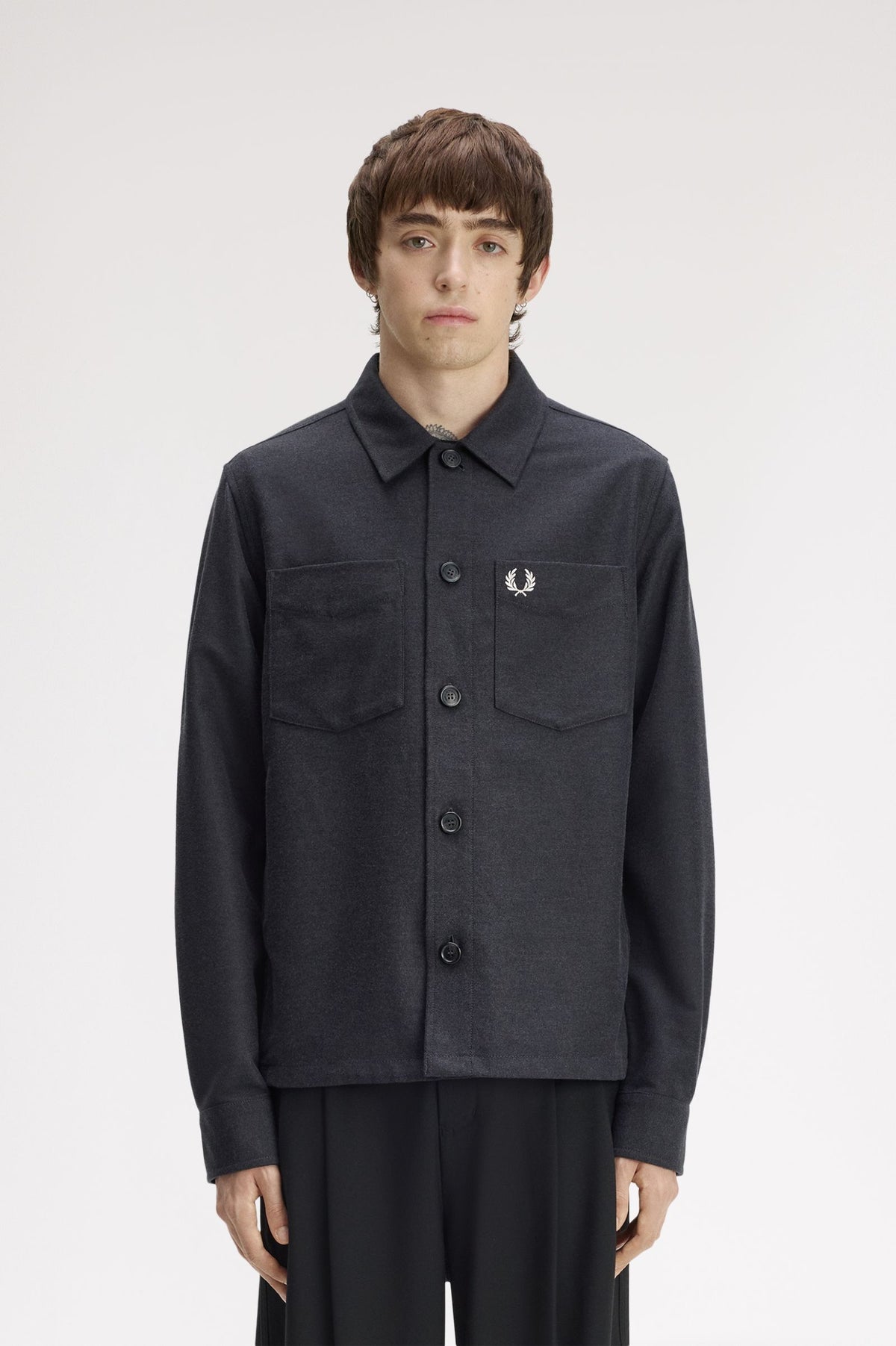 Fred Perry Brushed Twill Overshirt // CHARCOAL MARL 948