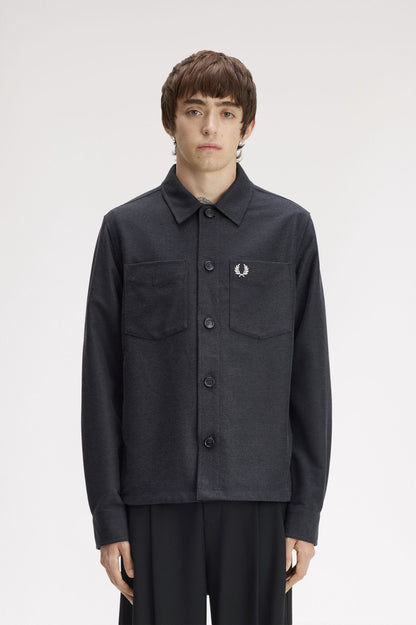 Fred Perry Brushed Twill Overshirt // CHARCOAL MARL 948
