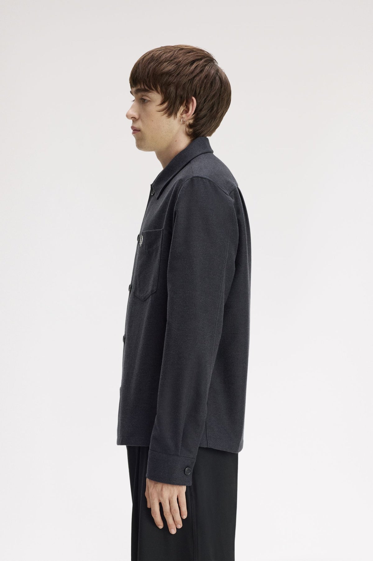 Fred Perry Brushed Twill Overshirt // CHARCOAL MARL 948