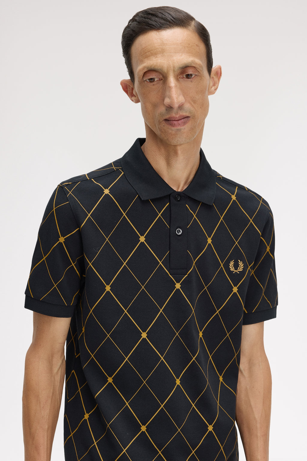 Fred Perry Argyle Print Shirt // BLACK 102