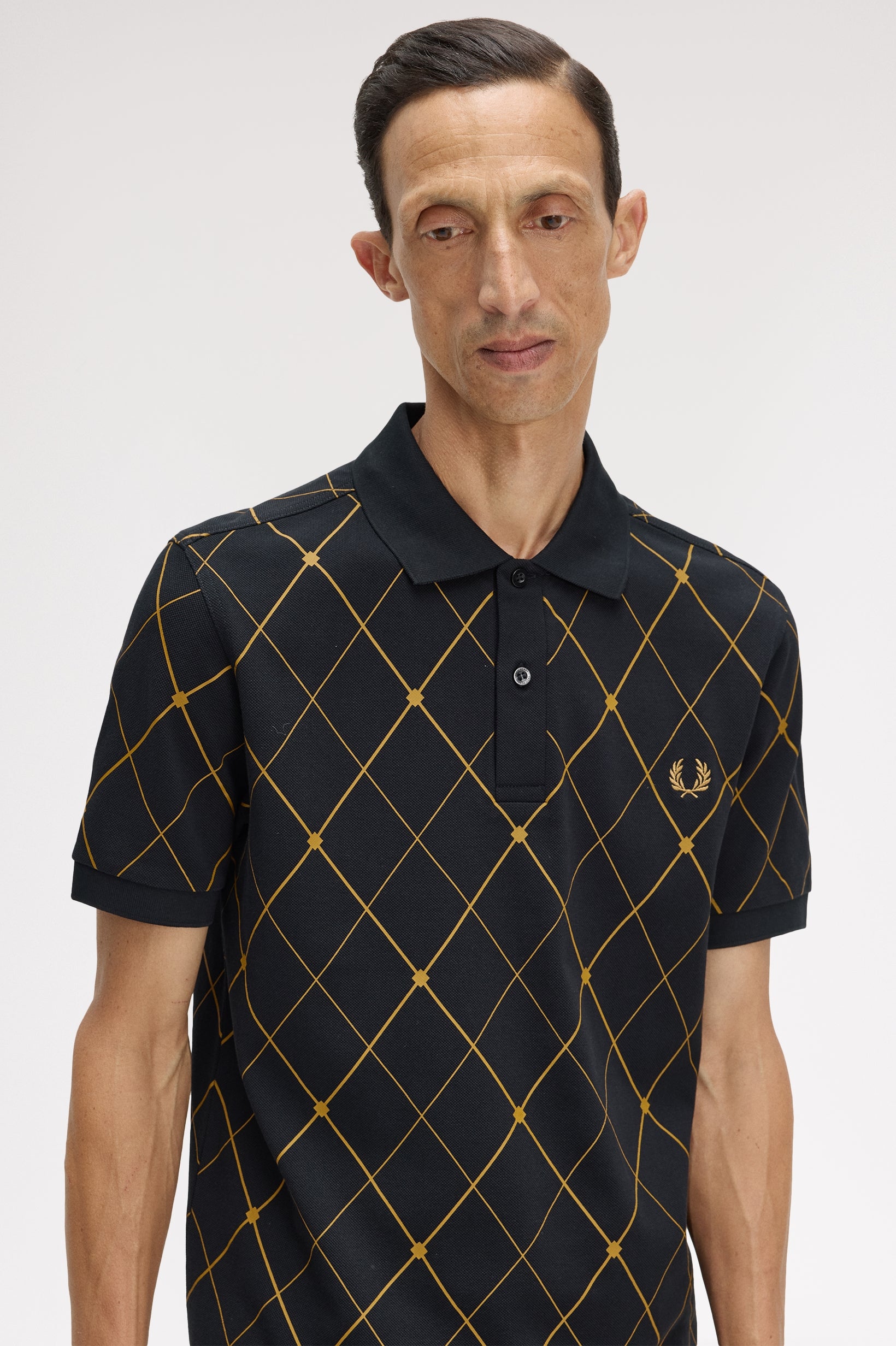 Fred Perry Argyle Print Shirt // BLACK 102