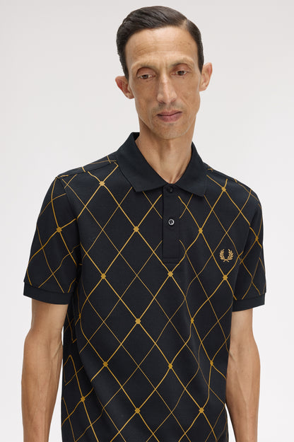 Fred Perry Argyle Print Shirt // BLACK 102