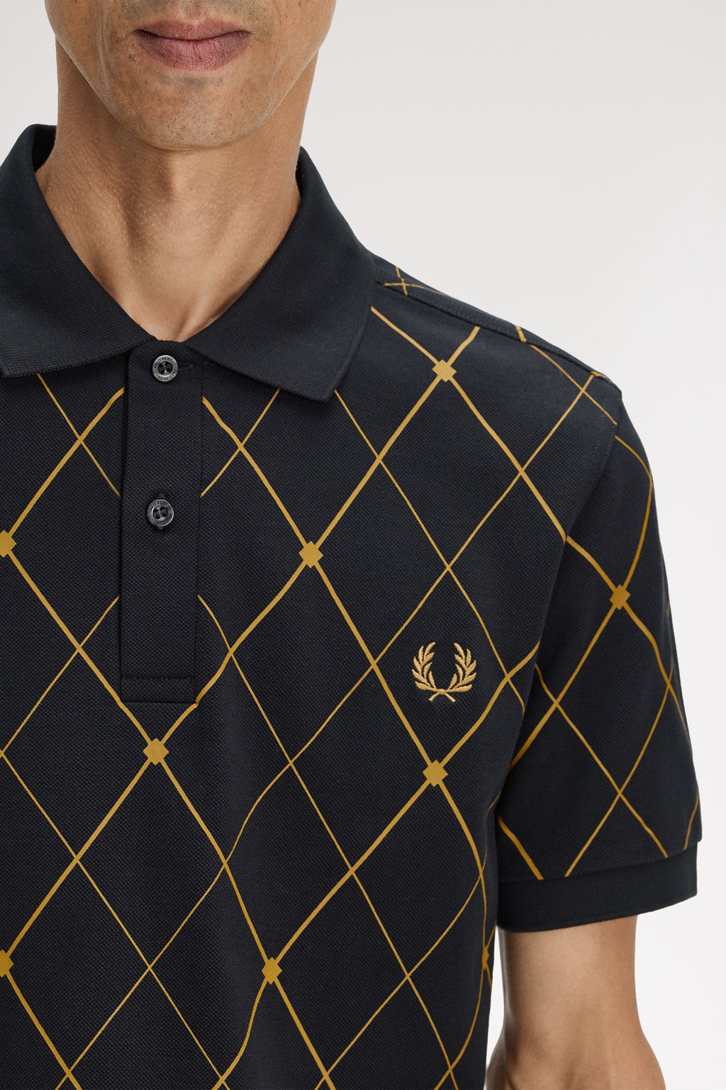 Fred Perry Argyle Print Shirt // BLACK 102
