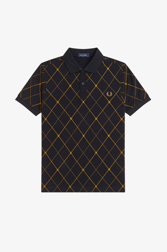 Fred Perry Argyle Print Shirt // BLACK 102