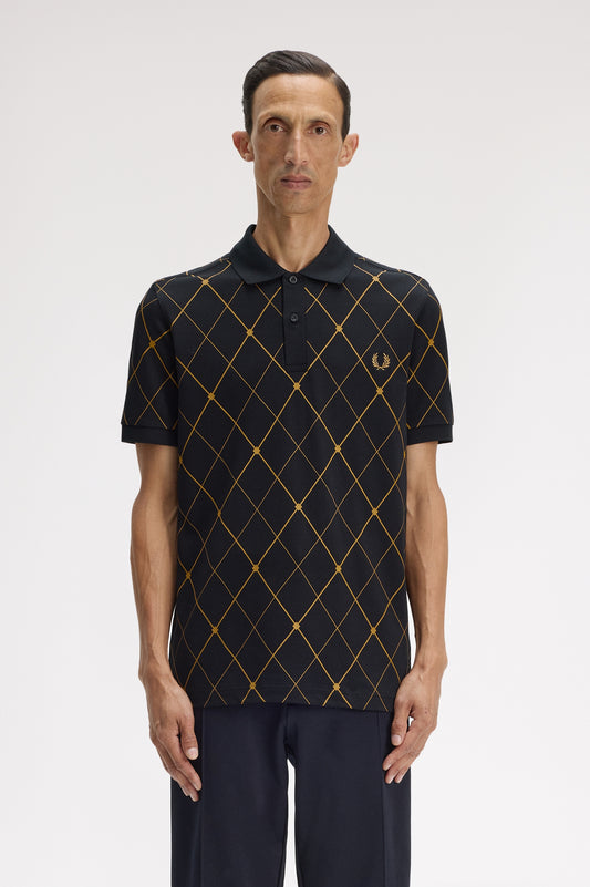 Fred Perry Argyle Print Shirt // BLACK 102