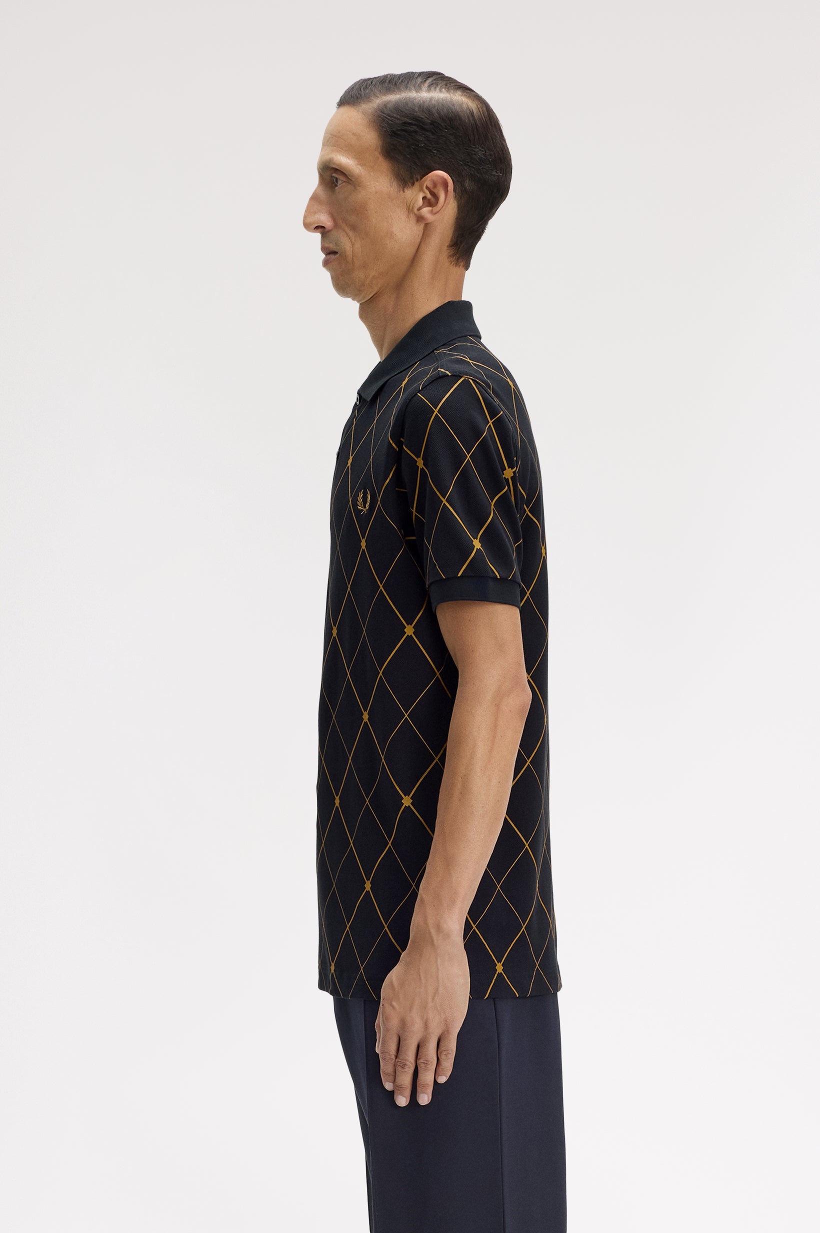 Fred Perry Argyle Print Shirt // BLACK 102