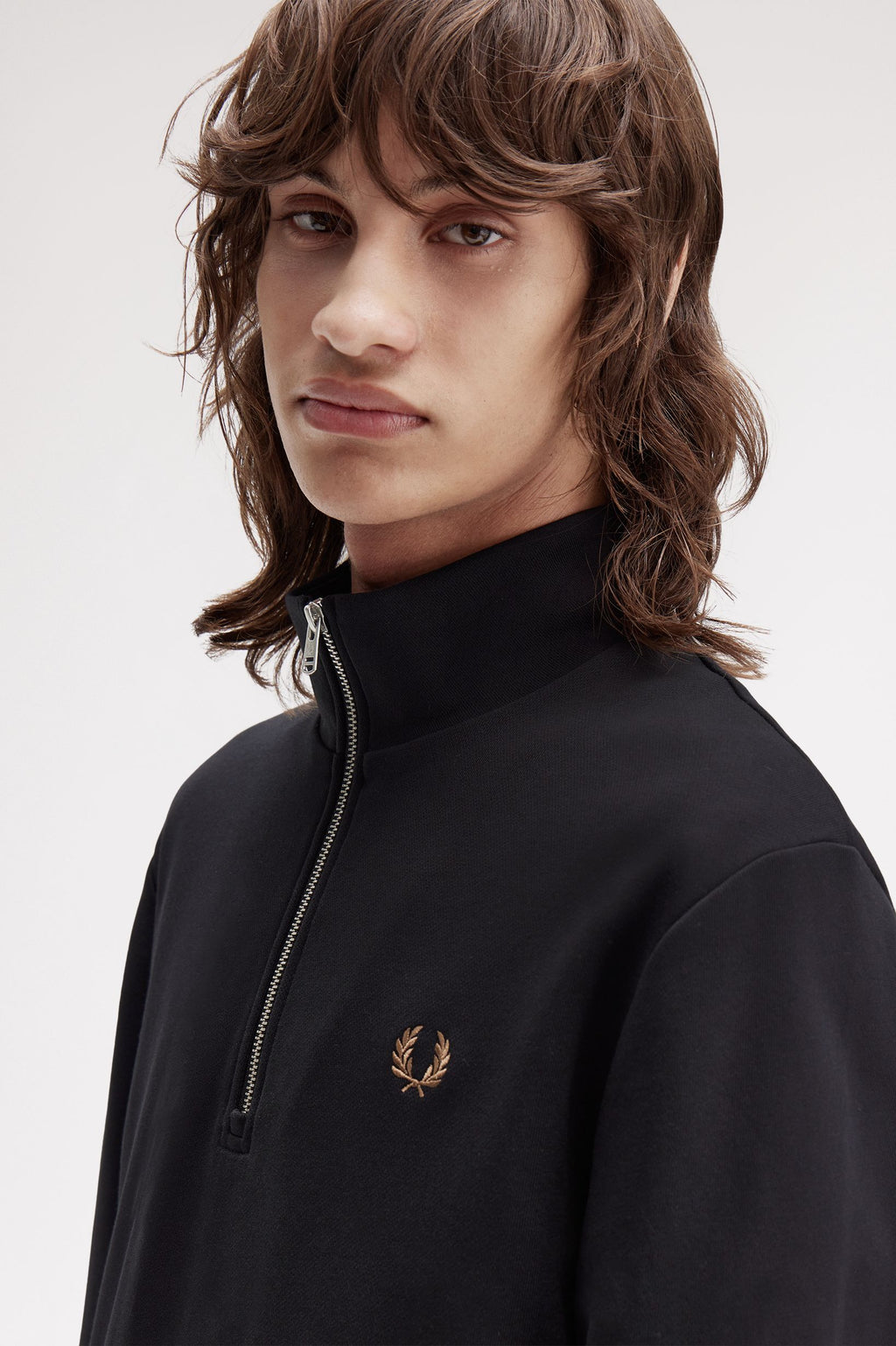 Fred Perry Half Zip Sweatshirt // BLACK S77