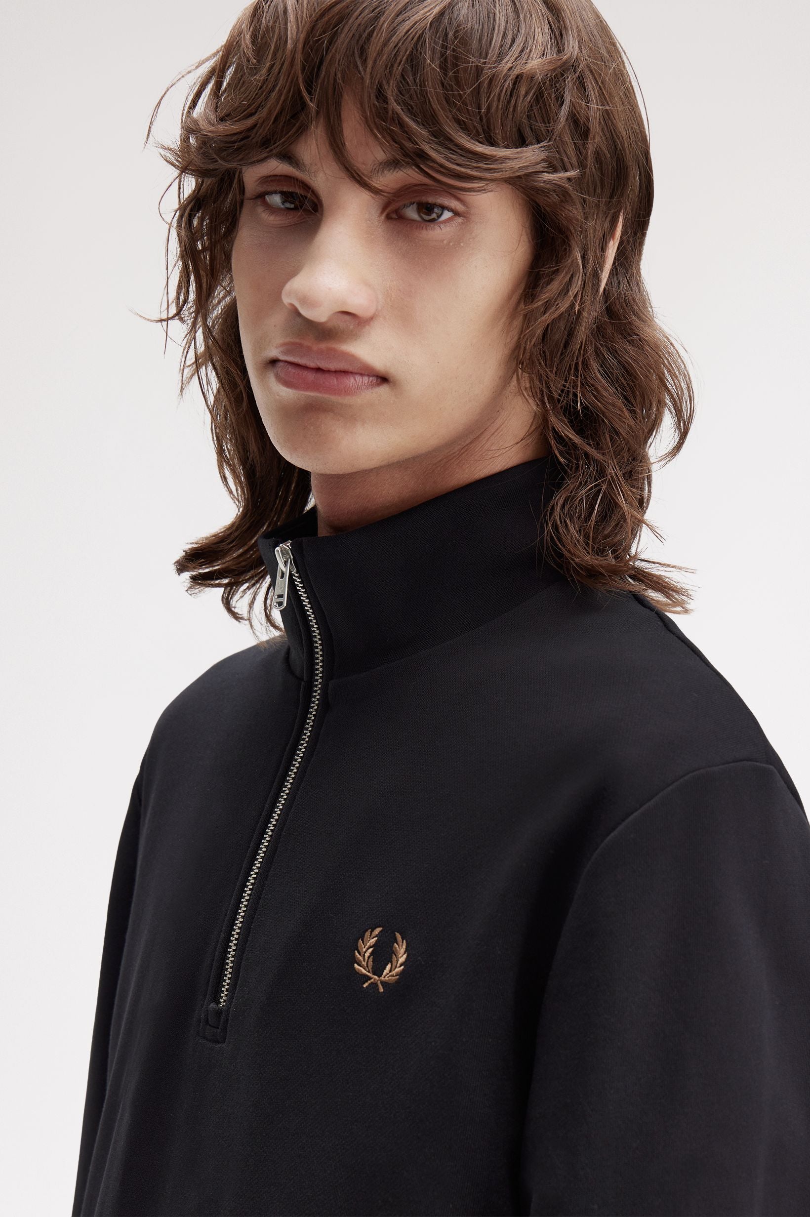 Fred Perry Half Zip Sweatshirt // BLACK S77