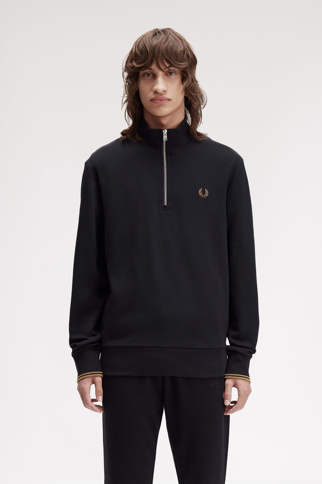 Fred Perry Half Zip Sweatshirt // BLACK S77