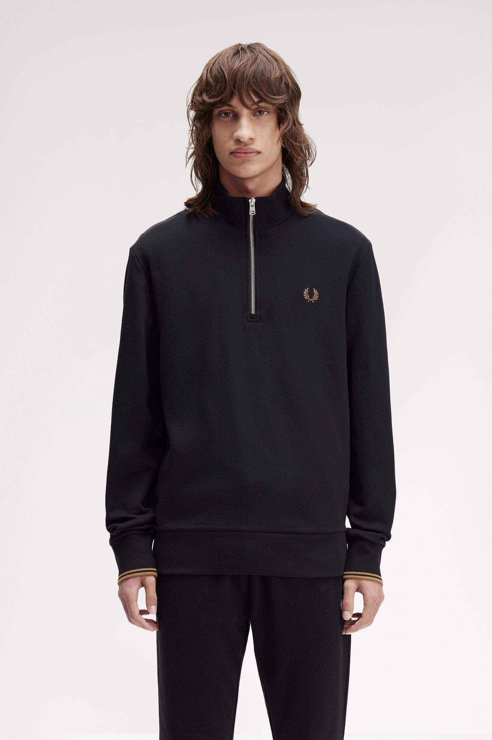 Fred Perry Half Zip Sweatshirt // BLACK S77