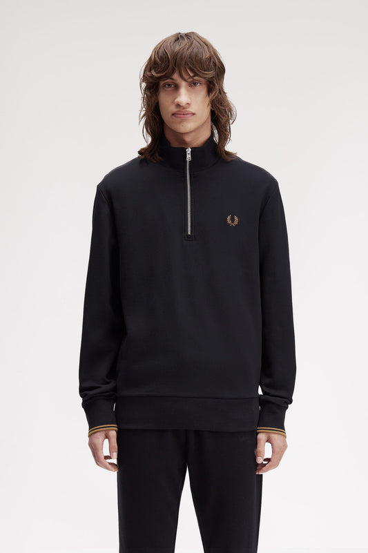 Fred Perry Half Zip Sweatshirt // BLACK S77