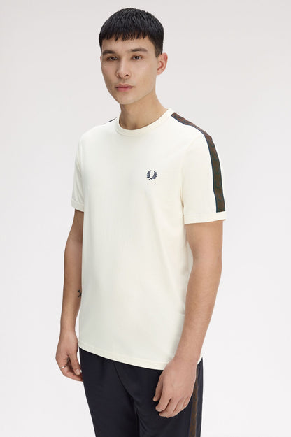 fred Perry Contrast Tape Ringer T-Shirt M4613 // ECRU/BURNT 42A