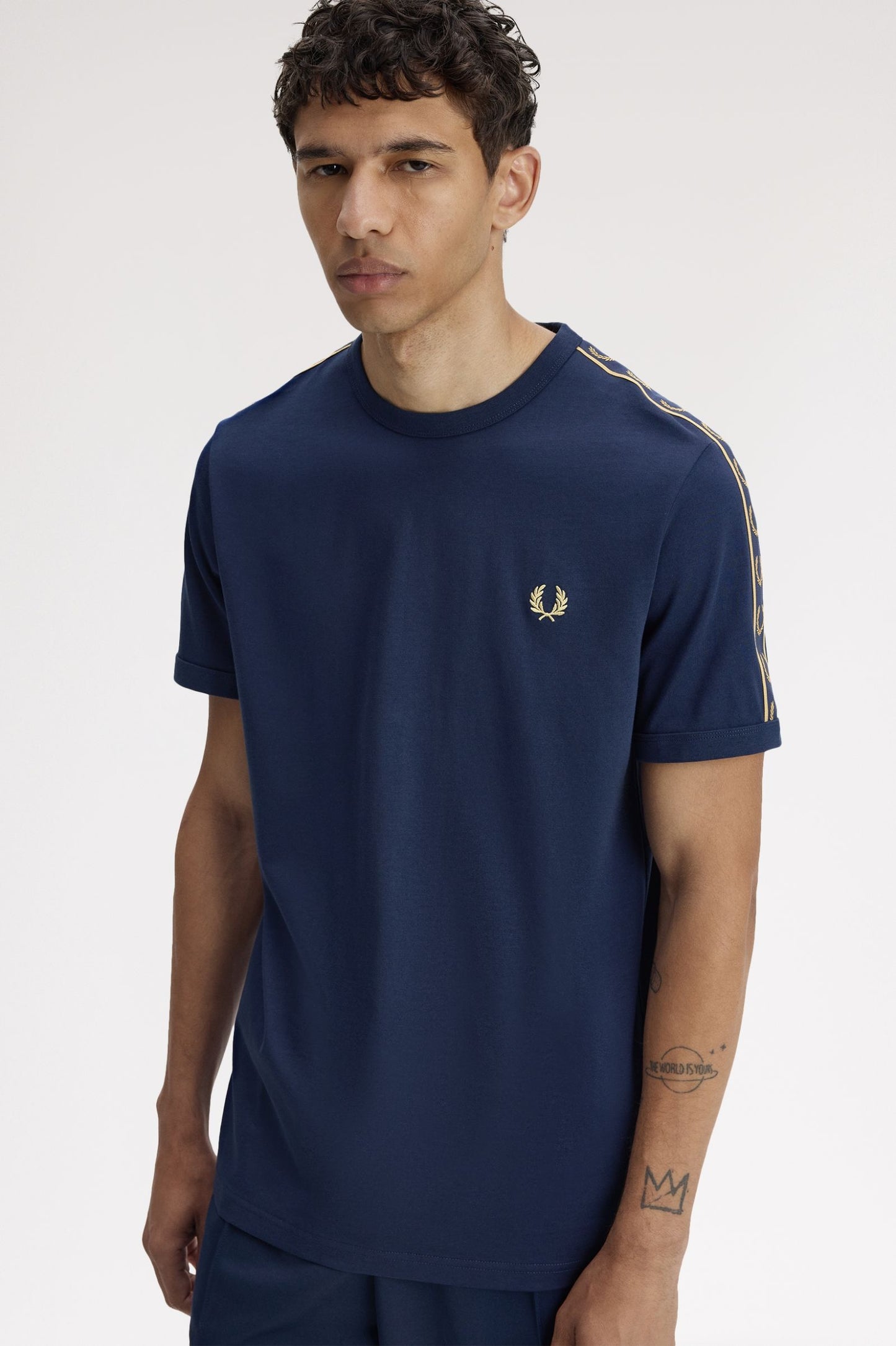 Fred Perry M4613 Contrast Tape Ringer T-Shirt // TENNIS BLUE/CHAMPAGNE 91A