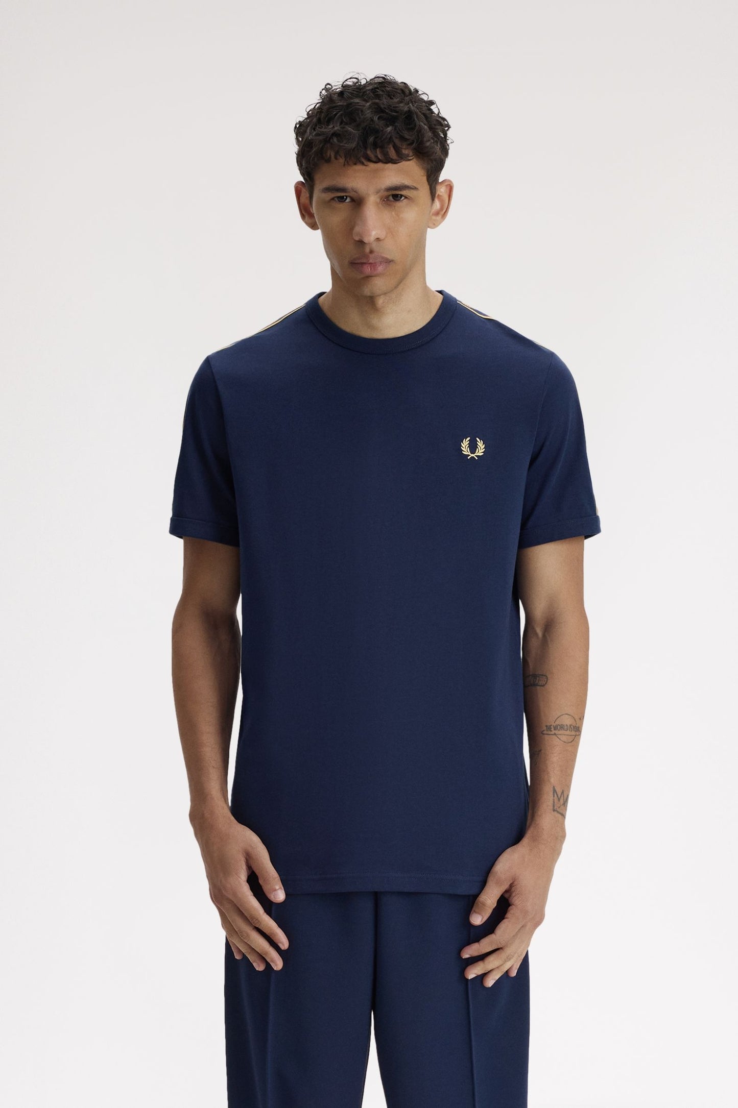 Fred Perry M4613 Contrast Tape Ringer T-Shirt // TENNIS BLUE/CHAMPAGNE 91A