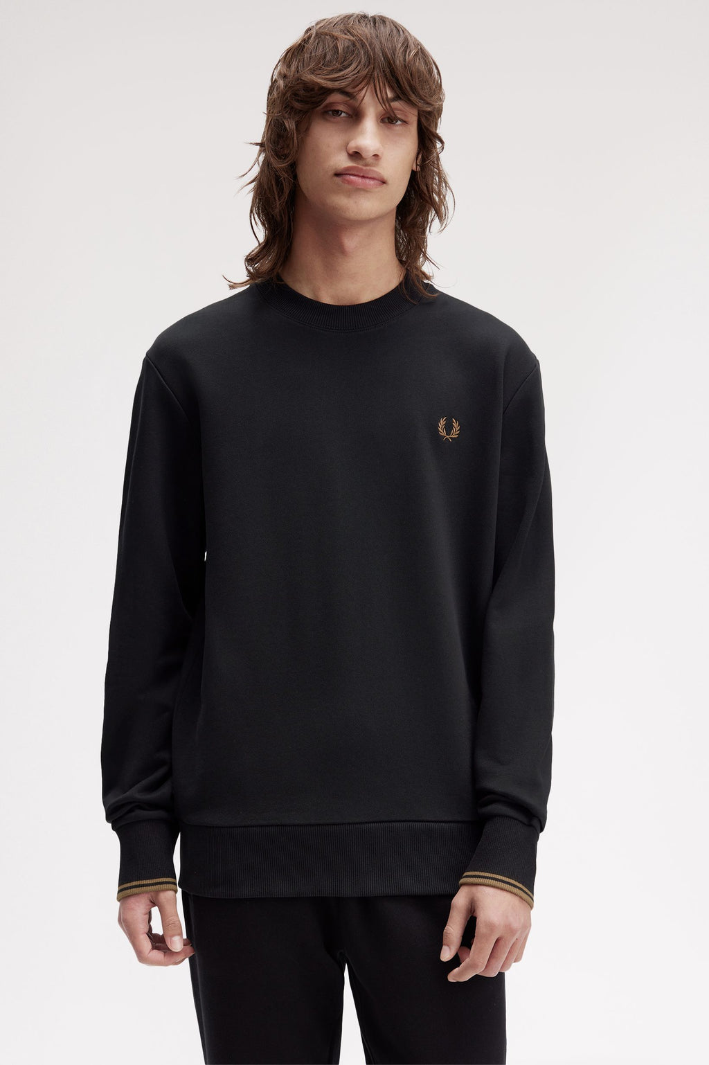 Fred Perry Crew Neck Sweatshirt // BLACK S77