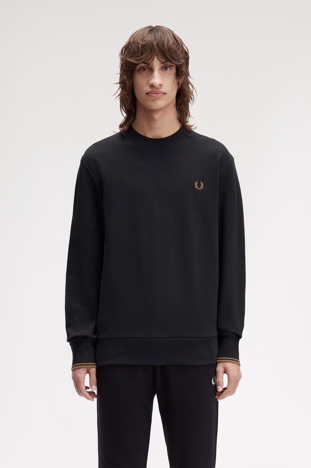 Fred Perry Crew Neck Sweatshirt // BLACK S77