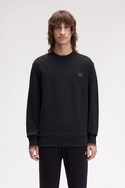 Fred Perry Crew Neck Sweatshirt // BLACK S77