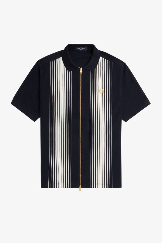 Fred Perry Ombre Stripe Zip Through Polo M8542 // NAVY 608