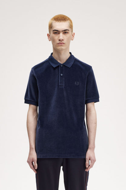 Fred Perry Velour Polo M8720 // DARK CARBON 395