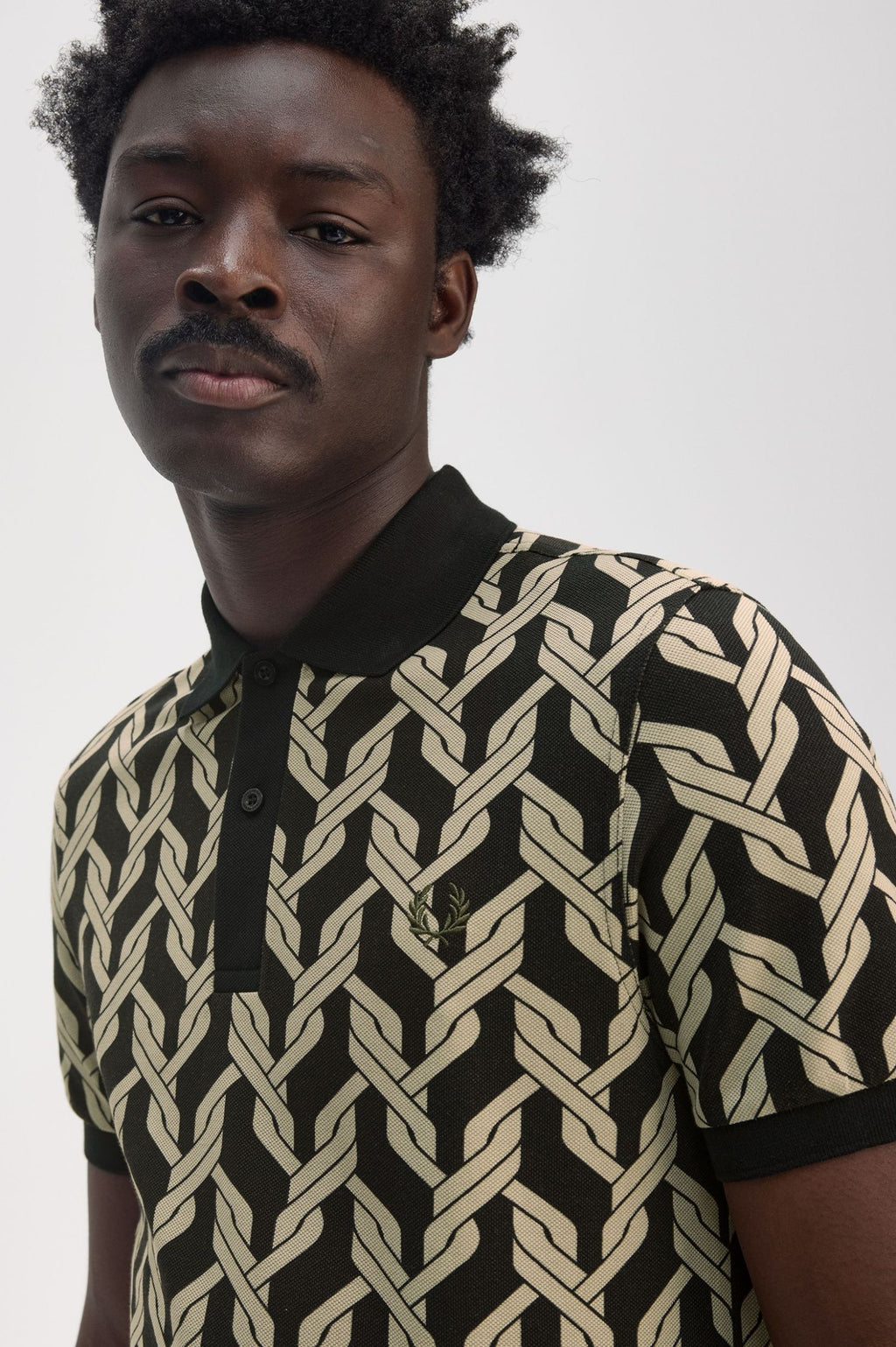 Fred Perry Cable Knit Polo Shirt M9837 // BLACK 102