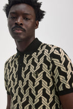 Fred Perry Cable Knit Polo Shirt M9837 // BLACK 102