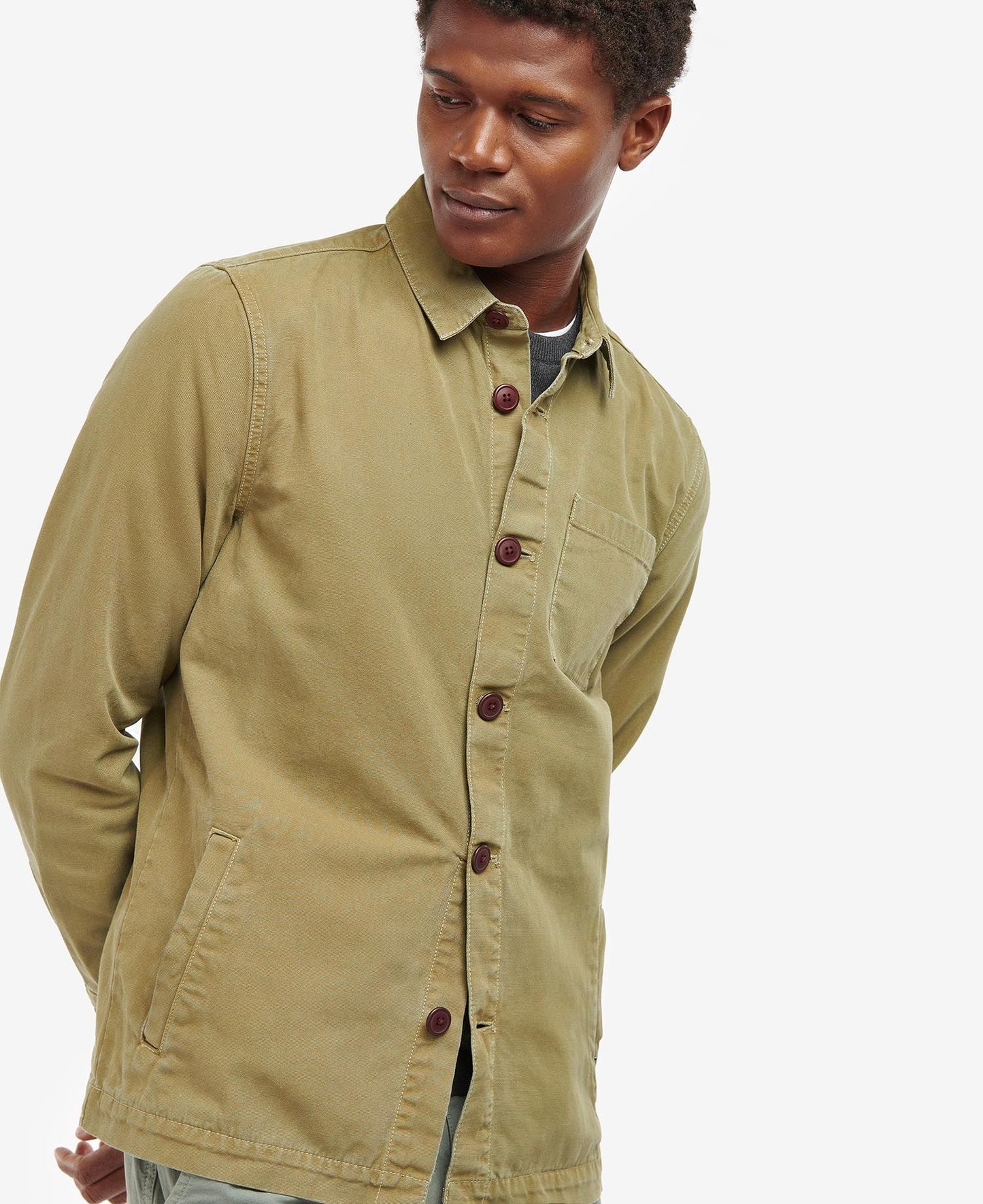 Barbour Washed Cotton Overshirt MOS0281 // BLEACHED OLIVE OL31