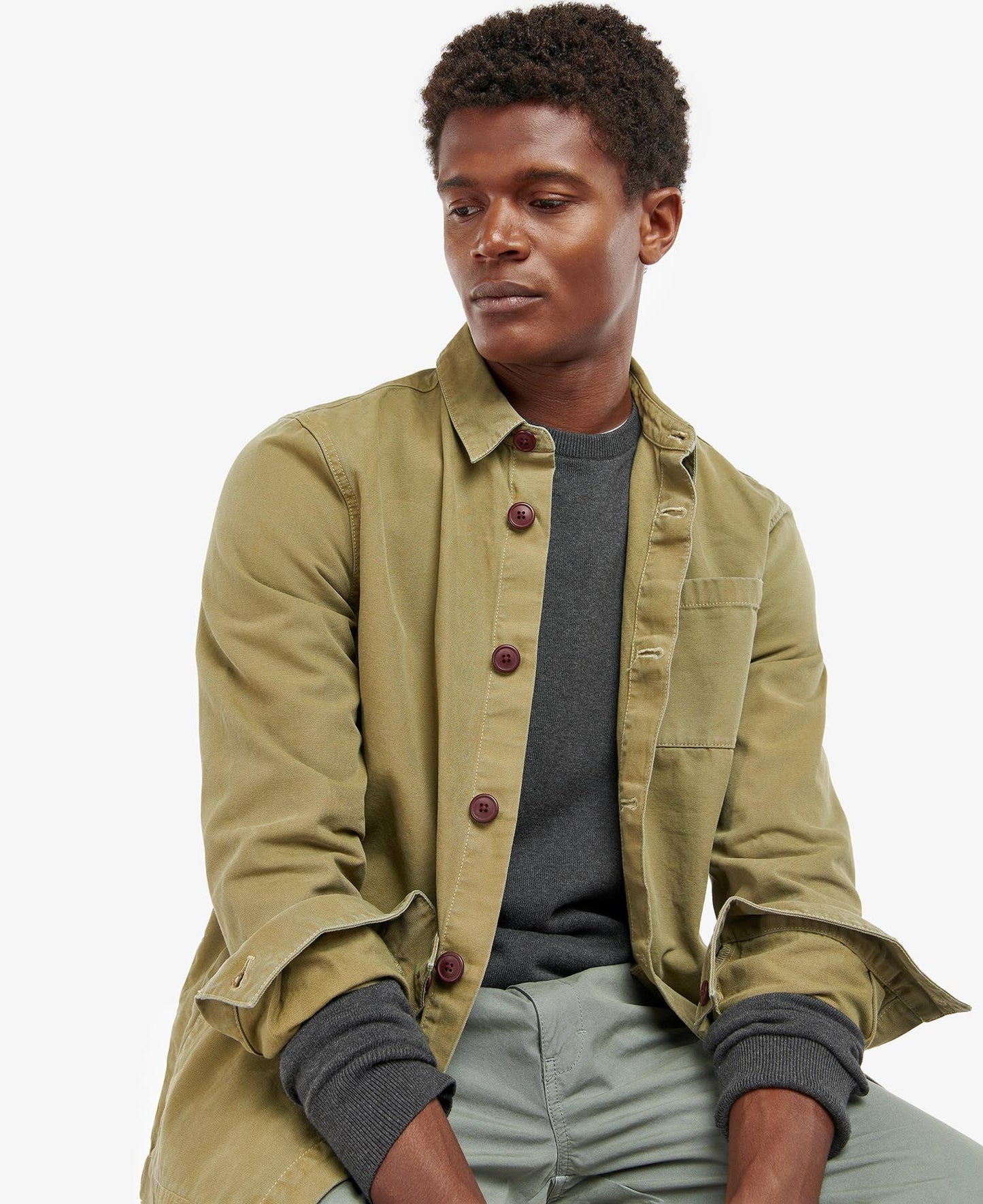 Barbour Washed Cotton Overshirt MOS0281 // BLEACHED OLIVE OL31