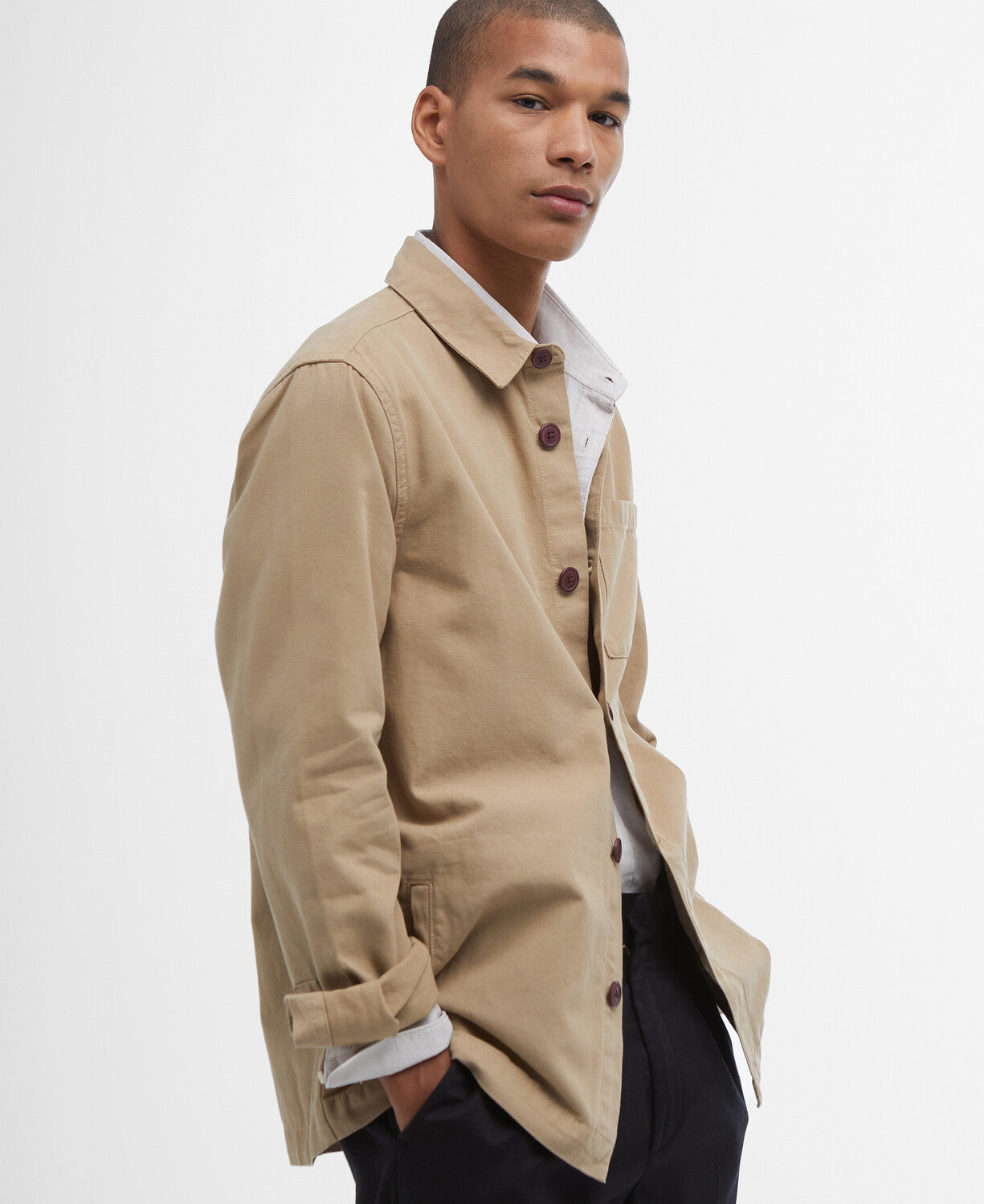 Barbour Washed Cotton Overshirt // WASHED STONE ST17