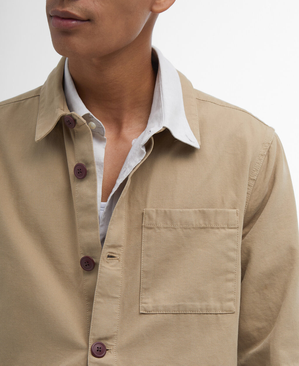 Barbour Washed Cotton Overshirt // WASHED STONE ST17