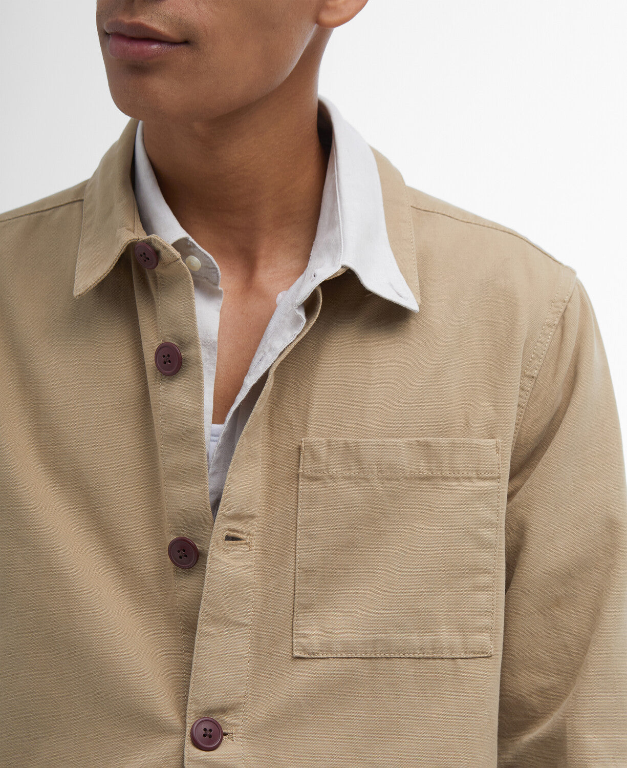 Barbour Washed Cotton Overshirt // WASHED STONE ST17