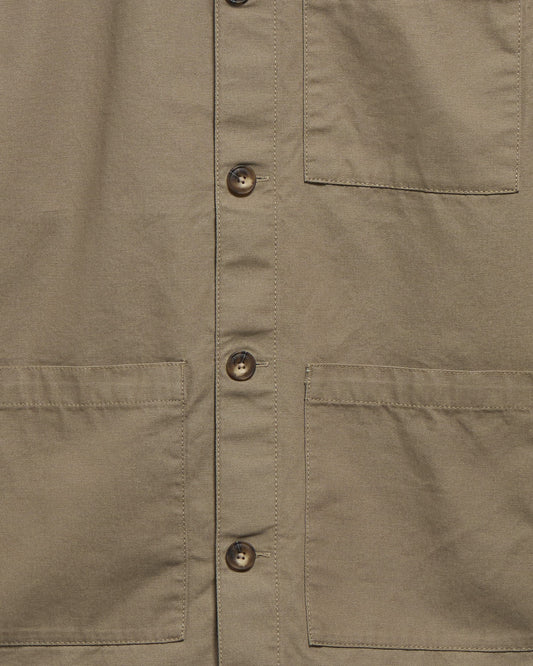 Barbour Tartan Trim Washed Overshirt // MUSHROOM