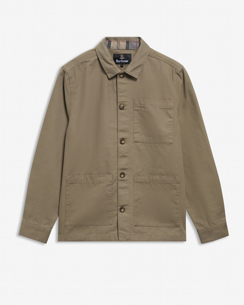 Barbour Tartan Trim Washed Overshirt // MUSHROOM