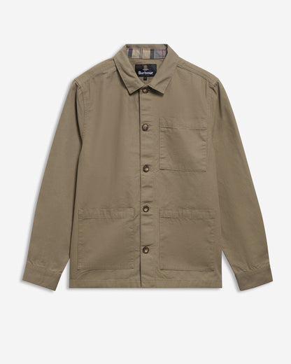 Barbour Tartan Trim Washed Overshirt // MUSHROOM