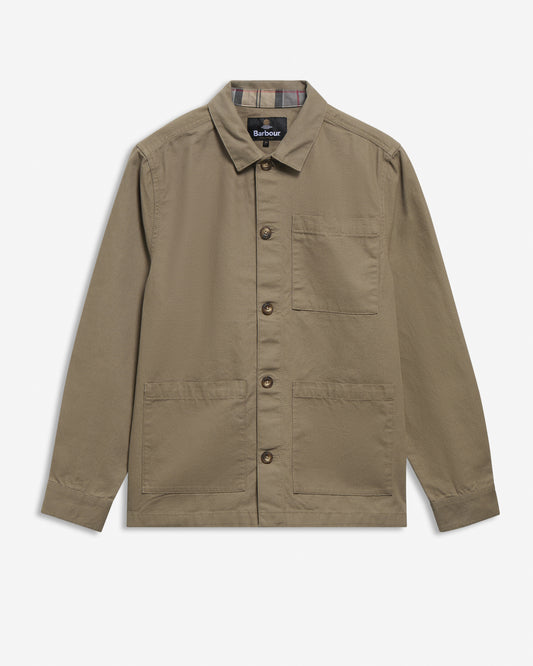 Barbour Tartan Trim Washed Overshirt // MUSHROOM