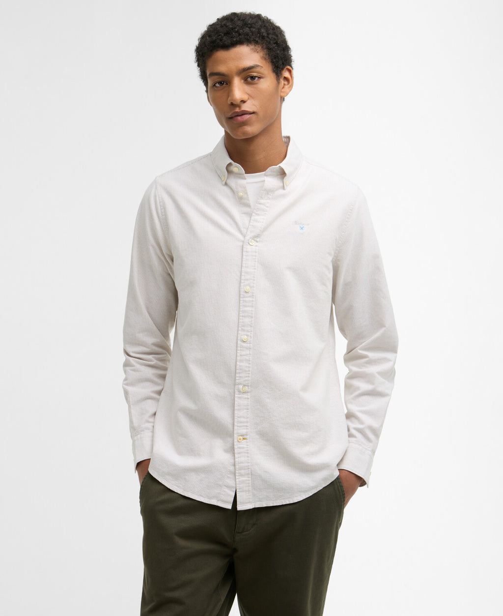 Barbour Striped Oxford Tailored LS Shirt // STONE ST51