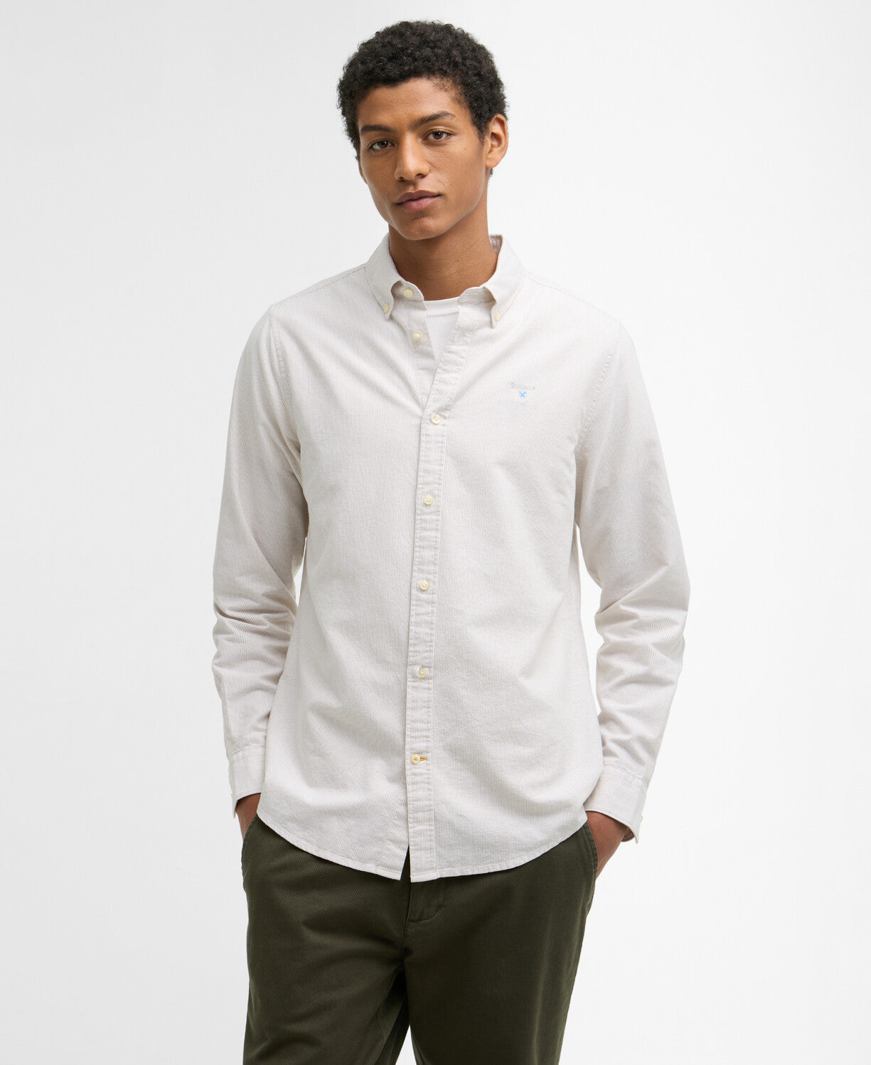 Barbour Striped Oxford Tailored LS Shirt // STONE ST51