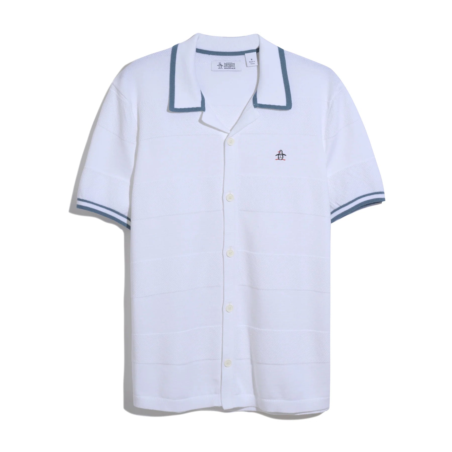 Penguin Stitch Stripe Button Front Sweater Polo OPGS2608 // BRIGHT WHITE