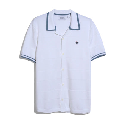Penguin Stitch Stripe Button Front Sweater Polo OPGS2608 // BRIGHT WHITE
