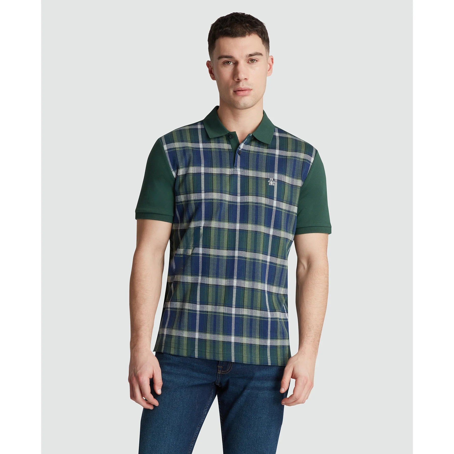 Penguin Jaquard Front Plaid Polo OPKF2455 // SYCAMORE