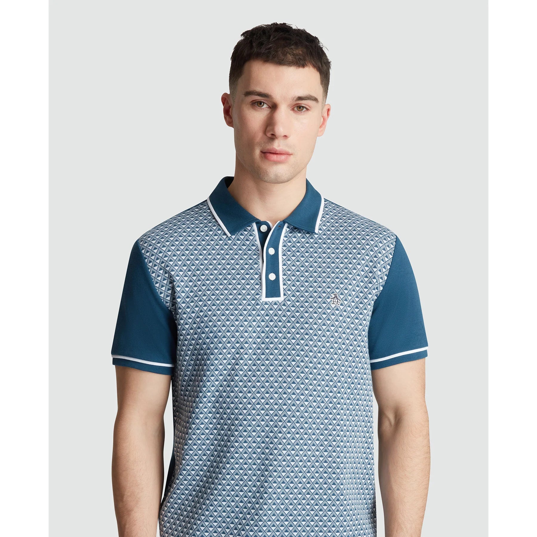 Penguin Diamond Jaquard Front Interlock Polo OPKS2514 // BLUE WING