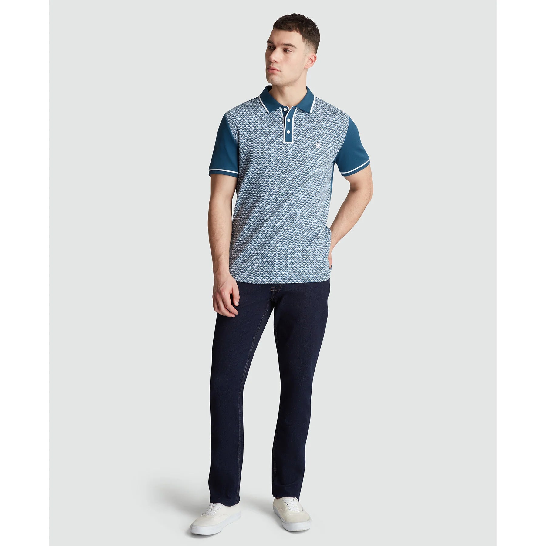 Penguin Diamond Jaquard Front Interlock Polo OPKS2514 // BLUE WING