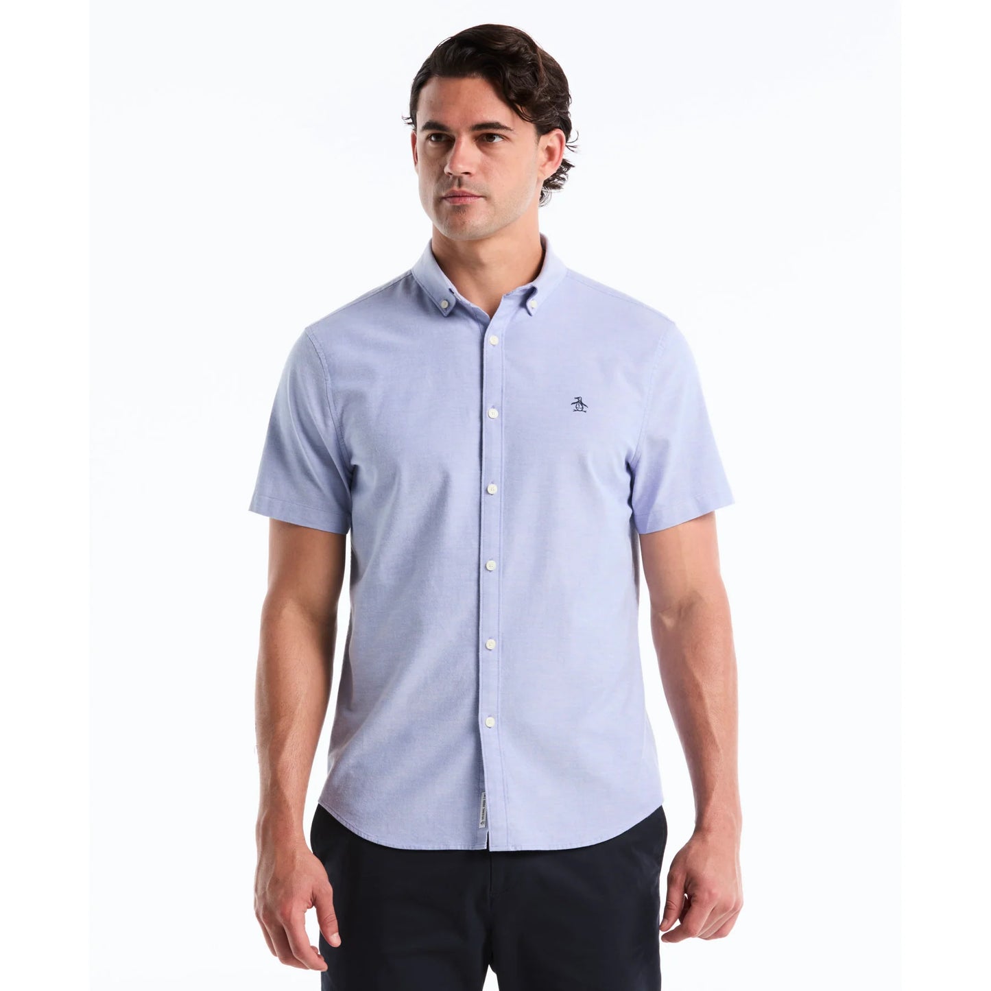 Penguin Short Sleeve Oxford Shirt OPWB0037 // AMPARO BLUE