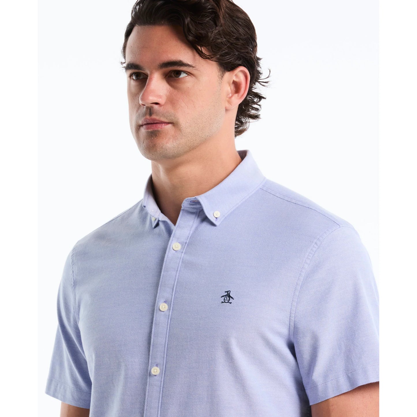 Penguin Short Sleeve Oxford Shirt OPWB0037 // AMPARO BLUE