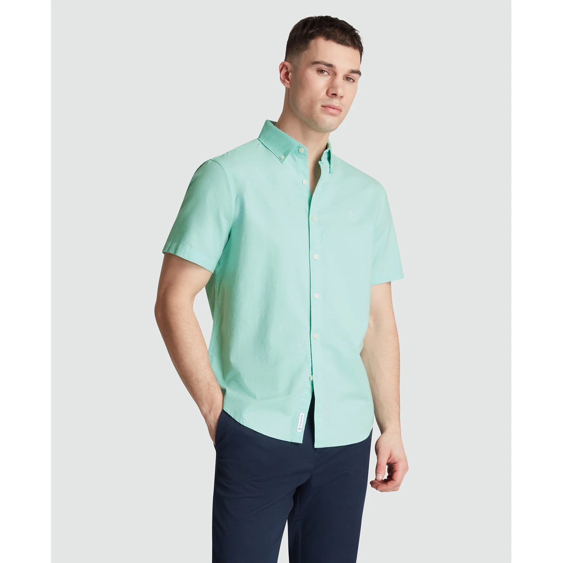 Penguin Oxford Stretch Short Sleeve Shirt WSB037 // BLUE TINT