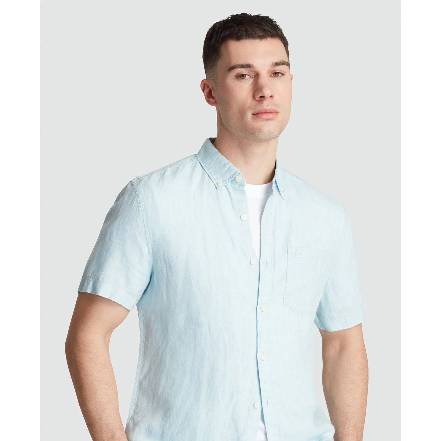 Penguin Delave Linen S/S Shirt WSB037 // CRYSTAL BLUE