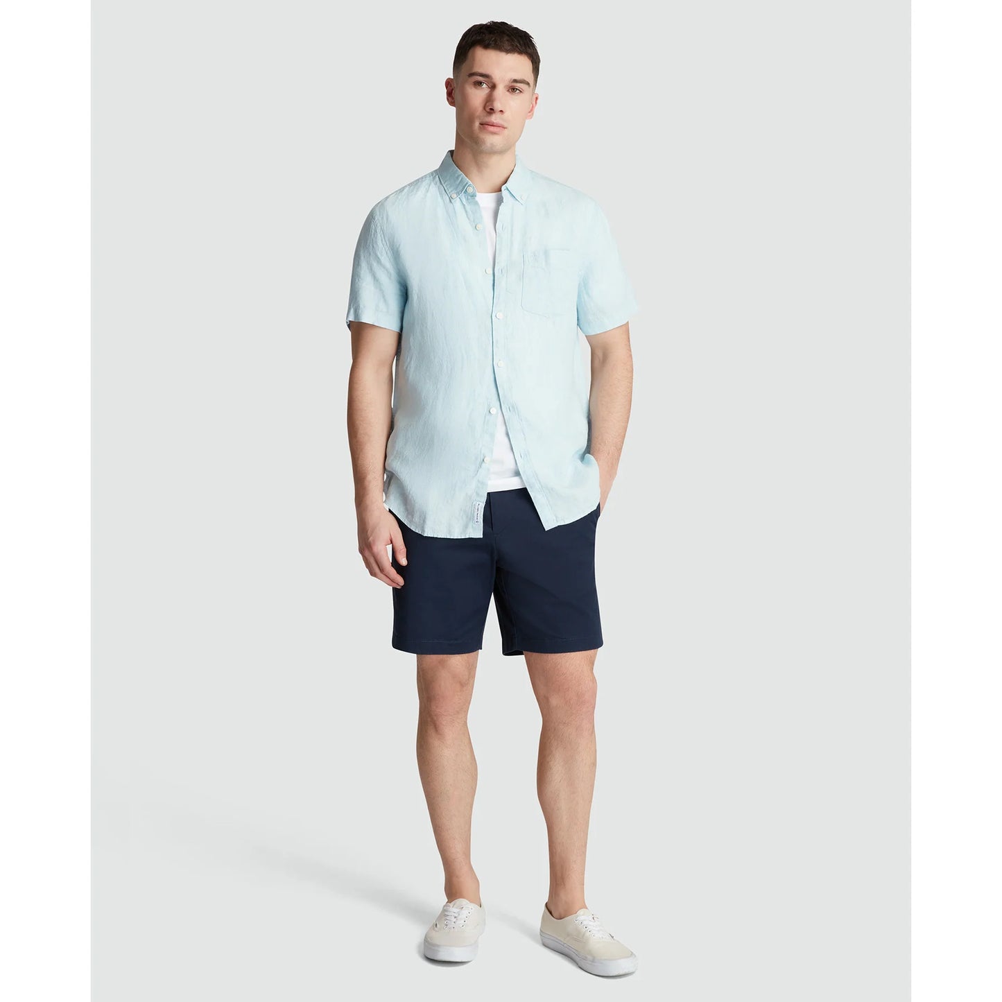 Penguin Delave Linen S/S Shirt WSB037 // CRYSTAL BLUE