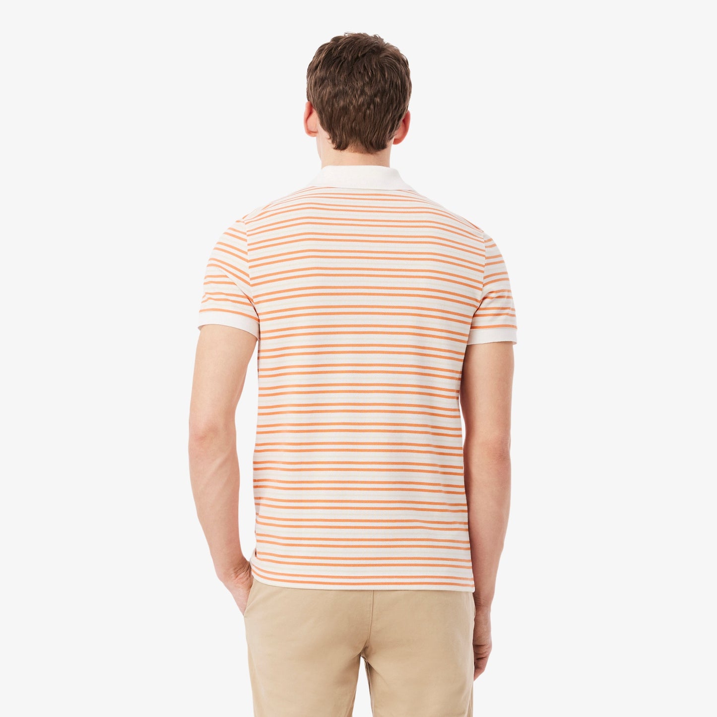 Lacoste Striped Petit Piqué Polo // ORANGE BLANC XFJ