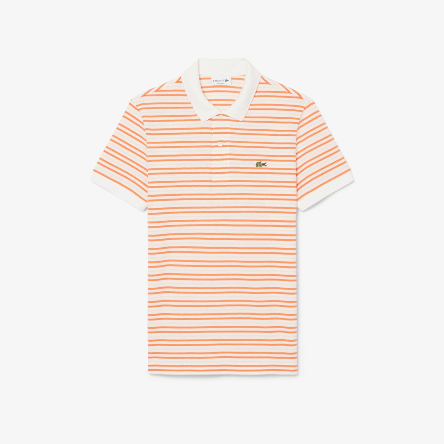 Lacoste Striped Petit Piqué Polo // ORANGE BLANC XFJ