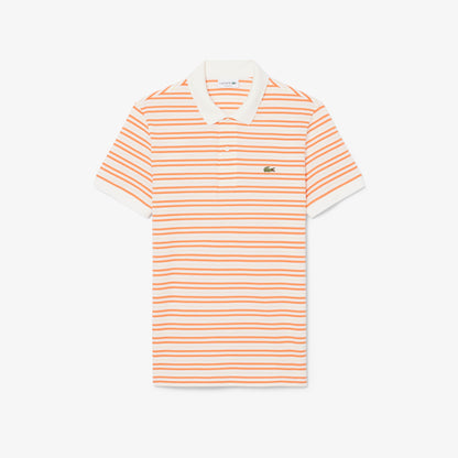 Lacoste Striped Petit Piqué Polo // ORANGE BLANC XFJ