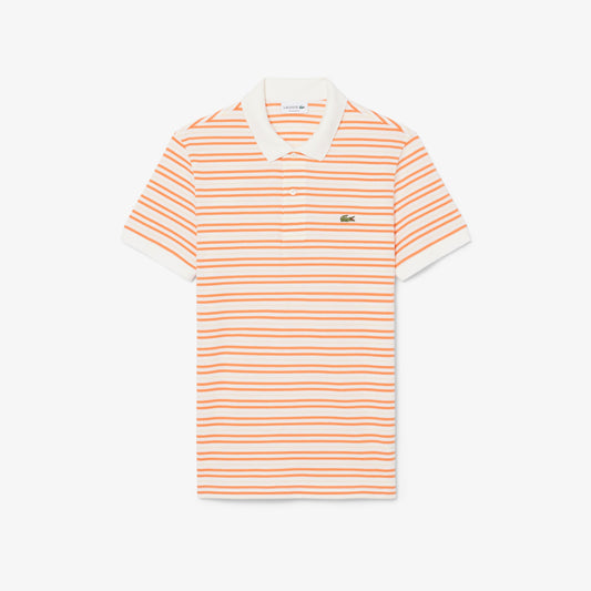 Lacoste Striped Petit Piqué Polo // ORANGE BLANC XFJ